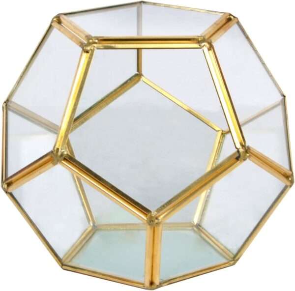 Crystal Shape Brass Edge Terrarium - Gold - Image 3