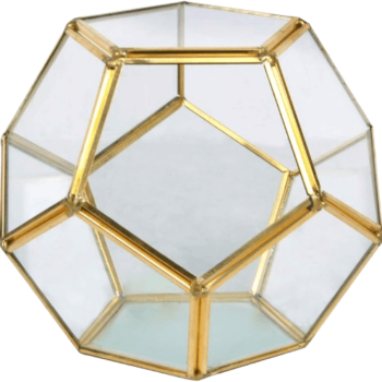 Crystal Shape Brass Edge Terrarium - Gold