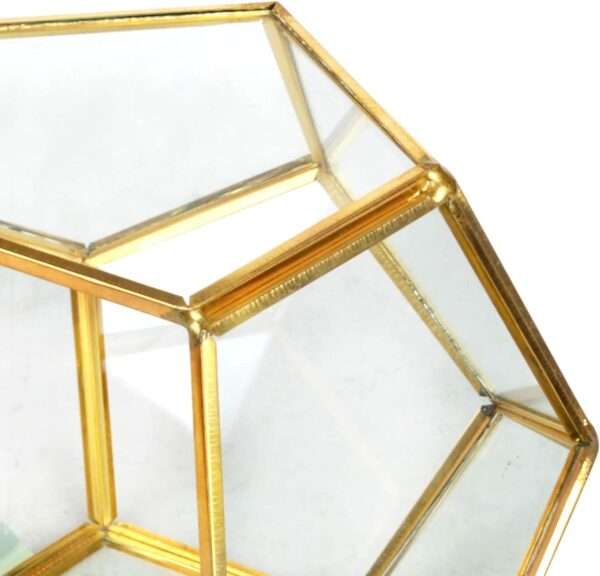 Crystal Shape Brass Edge Terrarium - Gold - Image 4