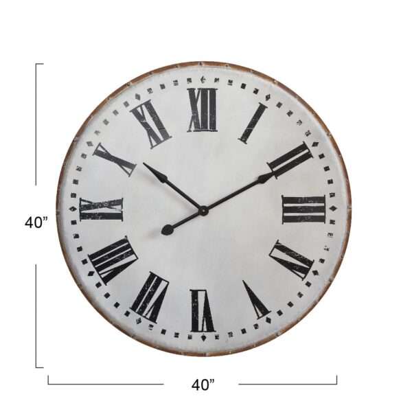 Creative Co-op Classic Round Metal Wall Clock - Image 3