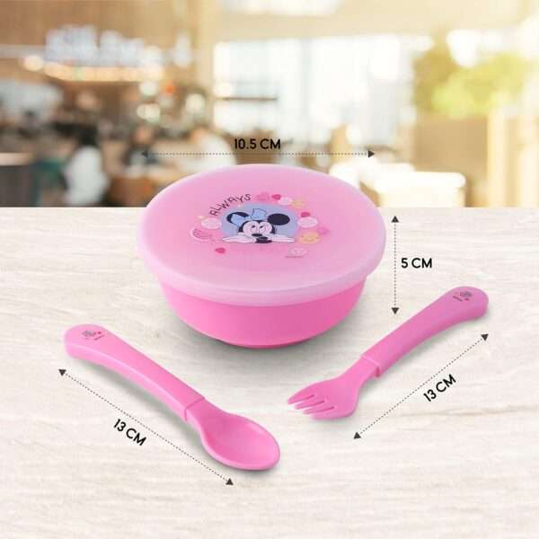 Disney Minnie Mouse Bowls with Spoon and Fork for Babies - Image 3