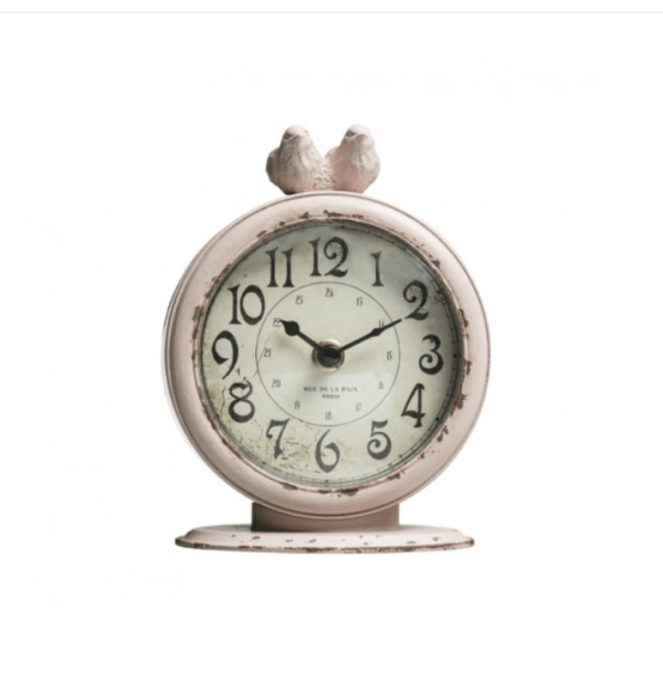 Pewter Table Clock With Birds - Image 5