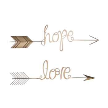Metal "hope" & "love" Arrow