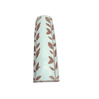 Aqua Leaf Stem Stoneware Vase