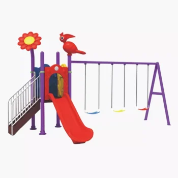 Outdoor Double Swing & Slide Playset