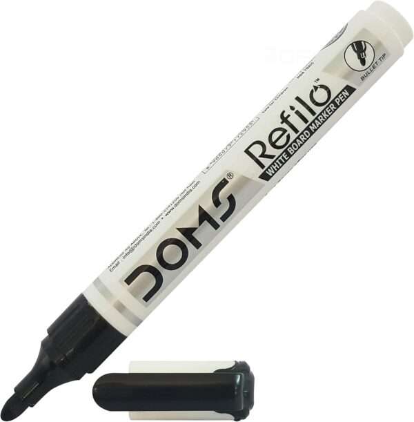 DOMS Refilo - White Board Marker - Bullet Tip - Black - Image 6