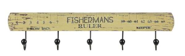 Wood Fisherman's Ruler Wall Decor with Five Hooks - Image 2