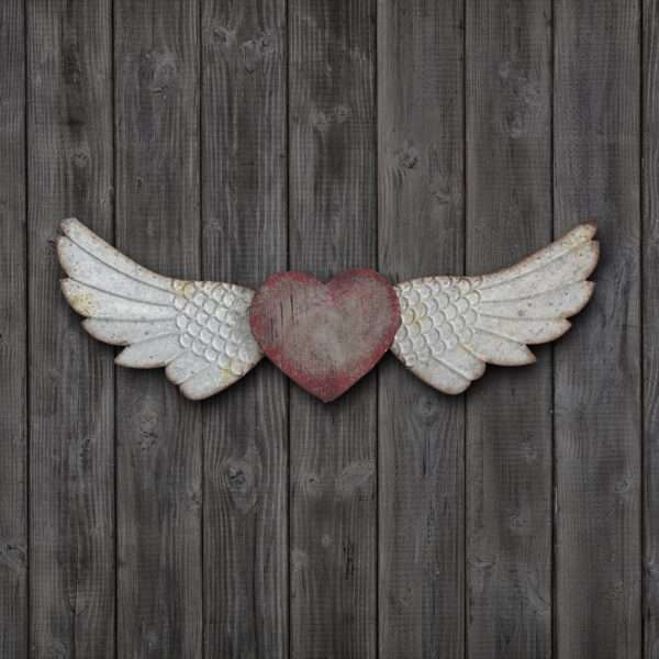 Wood & Metal Heart and Wings Wall Decor - Image 3