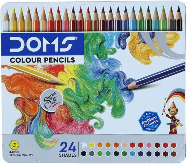 Doms - 24 Supersoft Non-Toxic Colour Pencil Set - Flat Tin Box - Image 7