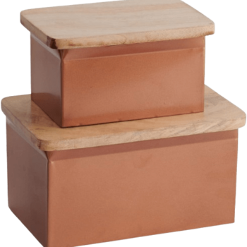 Aluminum Box Set With Copper Finish And Wood Lids