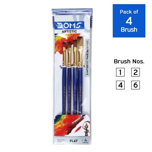 DOMS - Artistic Brushes Flat 4 Pcs (1, 2, 4, 6) - Image 7