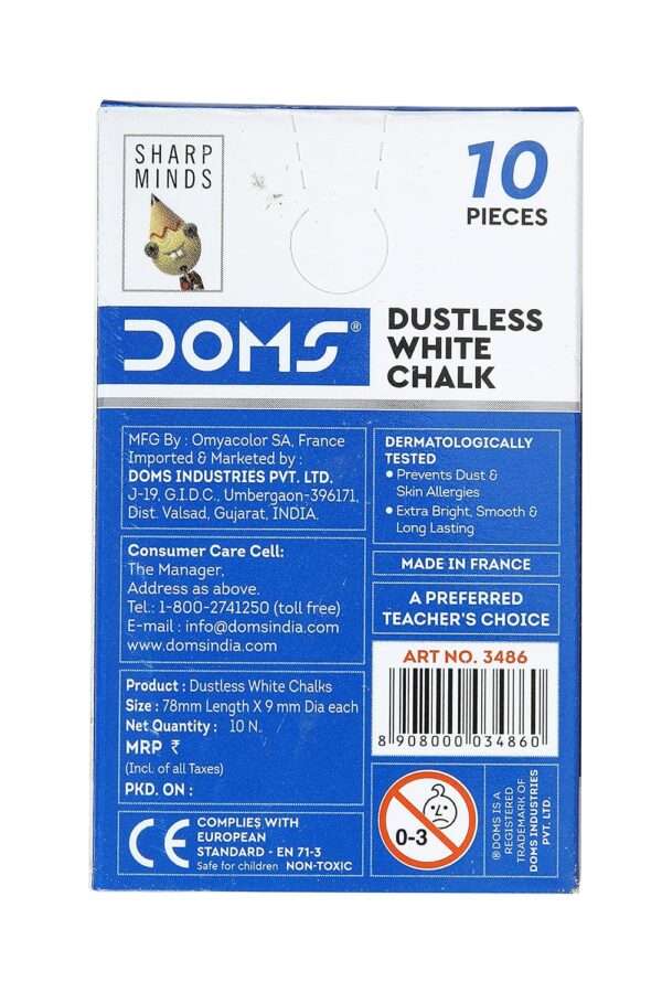 DOMS - White Dustless Chalks Box 100 Pcs - Image 3