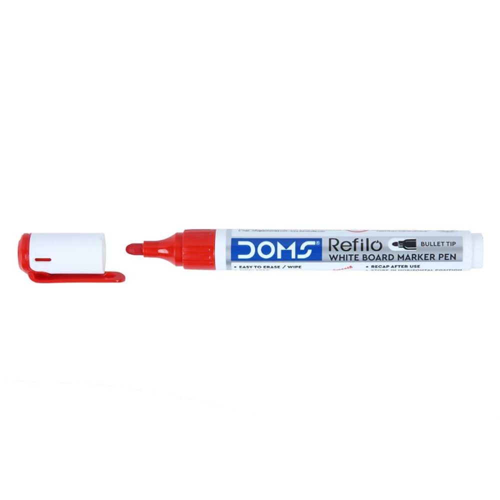 DOMS Refilo - White Board Marker - Bullet Tip - Red - Image 5
