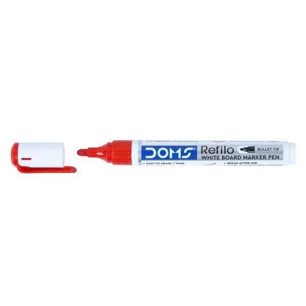 DOMS Refilo - White Board Marker - Bullet Tip - Red - Image 5