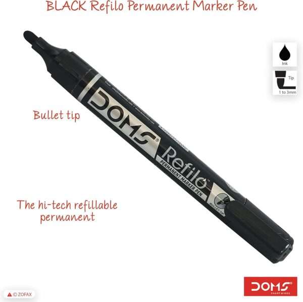 DOMS Refilo - Permanent Marker - Bullet Tip - Black - Image 4