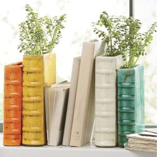 Terra Cotta Stacked Books Vase - Image 3