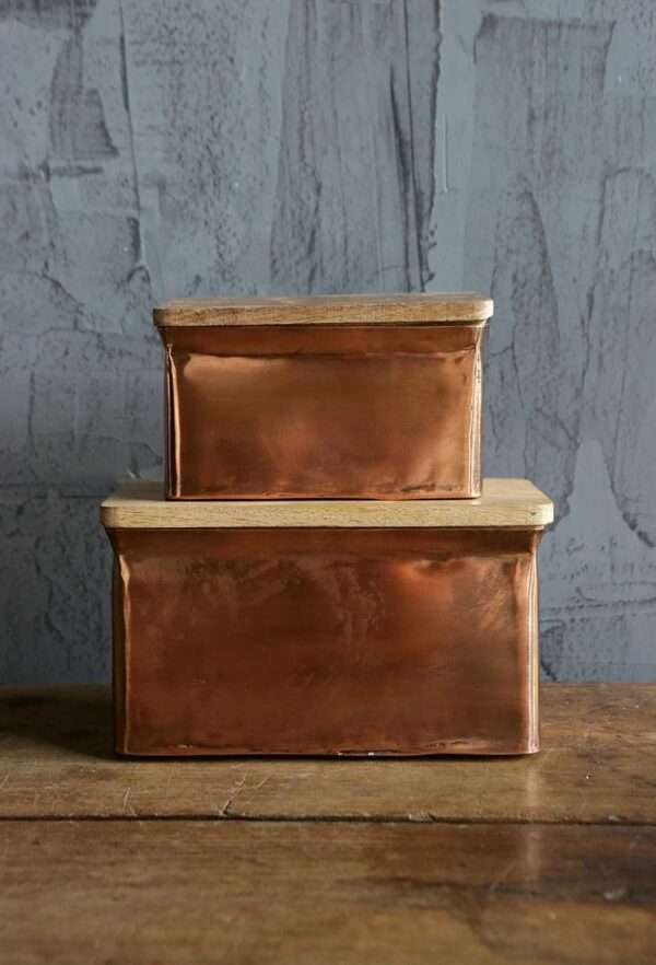 Aluminum Box Set With Copper Finish And Wood Lids - Image 8