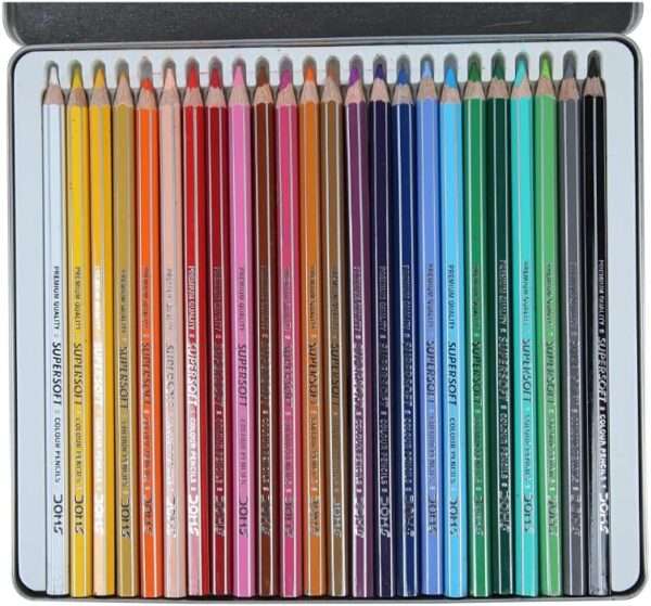 Doms - 24 Supersoft Non-Toxic Colour Pencil Set - Flat Tin Box - Image 5