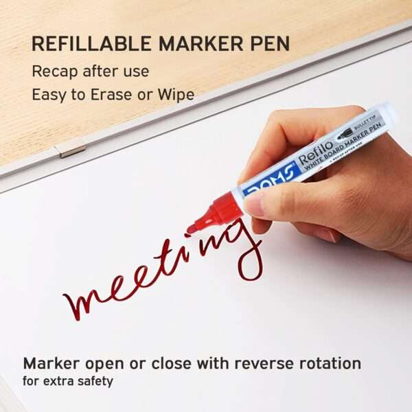 DOMS Refilo - White Board Marker - Bullet Tip - Red - Image 3