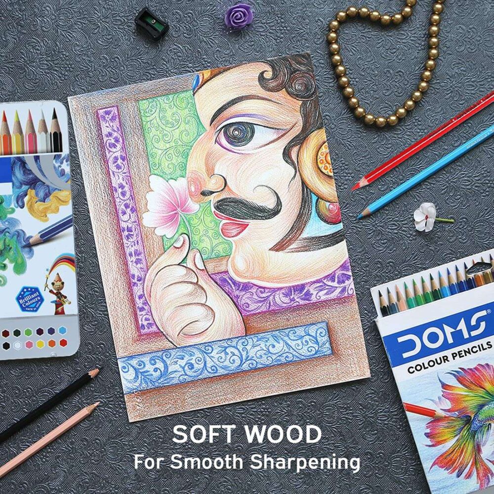 Doms - 12 Shades Super Soft Color Pencils Flat Tin Box - Image 3