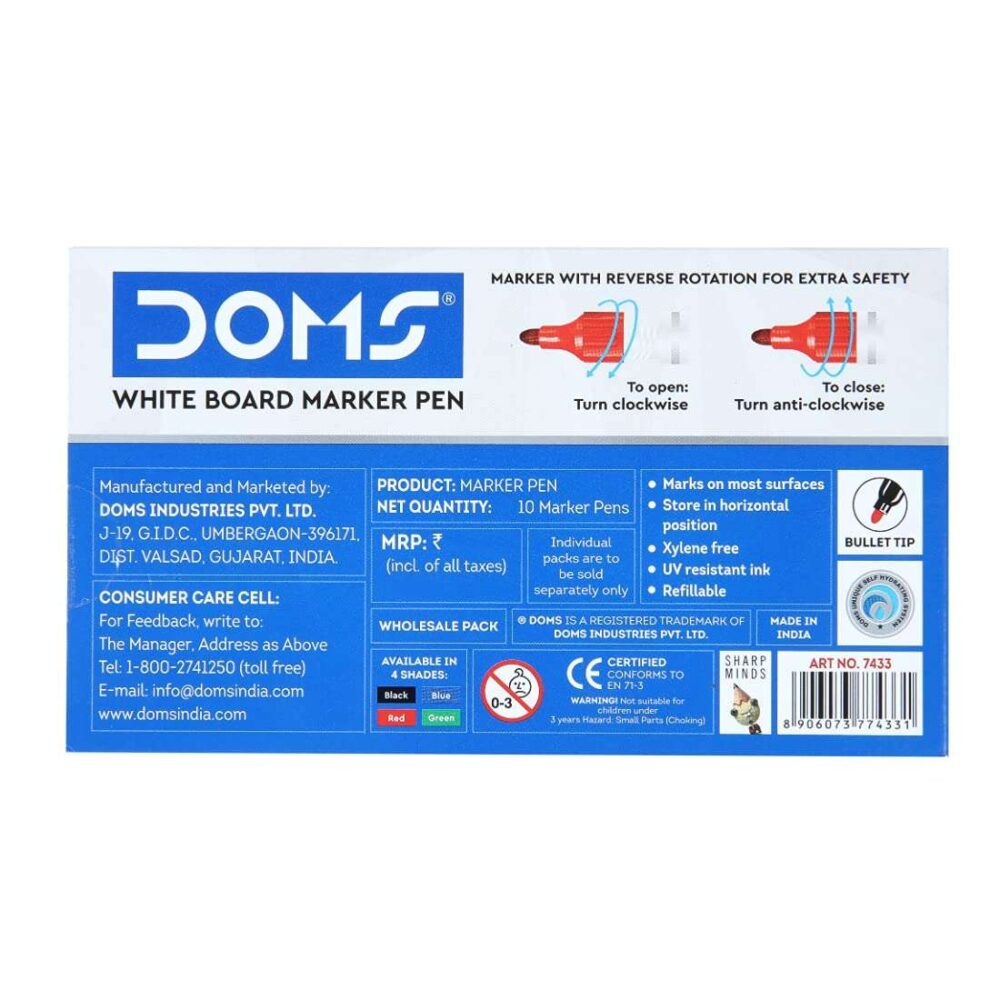 DOMS Refilo - White Board Marker - Bullet Tip - Red - Image 2