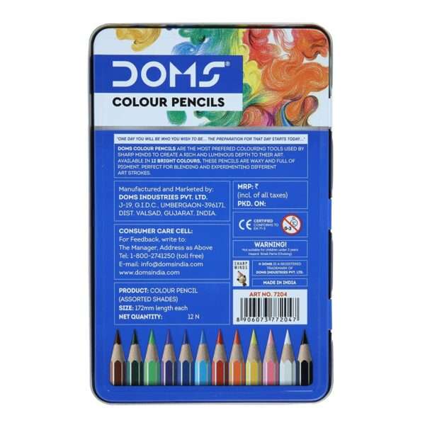 Doms - 12 Shades Super Soft Color Pencils Flat Tin Box - Image 2