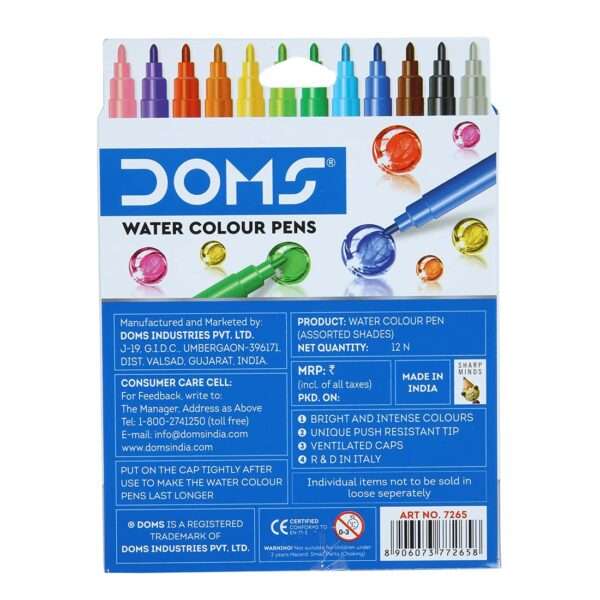 Doms - Aqua 12 Shades Watercolor Sketch Pen Set - Image 4