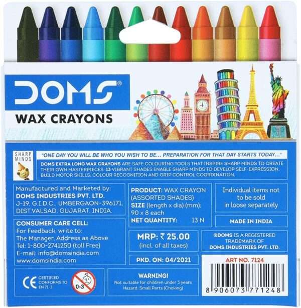 DOMS - Extra Long Wax Crayon 12 Shades - Image 2