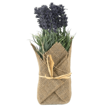 Burlap Wrapped Artificial Lavender Plant