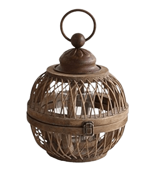 Small Bamboo Hanging Lantern with Glass Insert