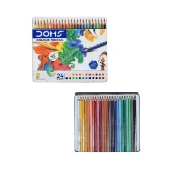 Doms - 24 Supersoft Non-Toxic Colour Pencil Set - Flat Tin Box