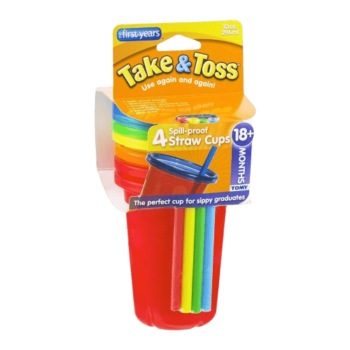 Take & Toss - Spill Proof Straw Cups With Snap on Lids
