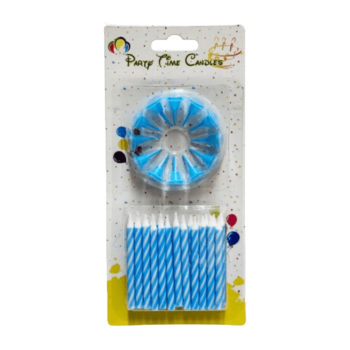 Spiral Birthday Candles – Blue -  24-Pieces