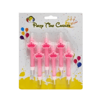 Princess Crown Birthday Candles Set – Pink - 6-Pieces