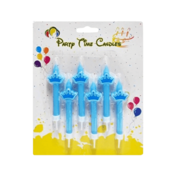 Prince Crown Birthday Candles Set – Blue - 6-Pieces