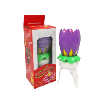 Tri-stand Flower Musical Birthday Candle - Purple