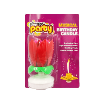 Flower Musical Birthday Candle - Red