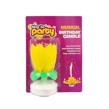 Flower Musical Birthday Candle - Yellow
