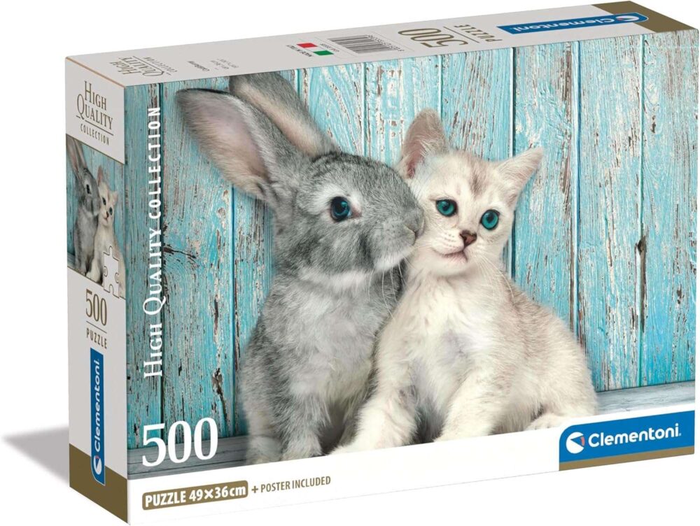 Clementoni - Puzzle + Poster - Cat and Rabbit - 500 Pieces - Image 2