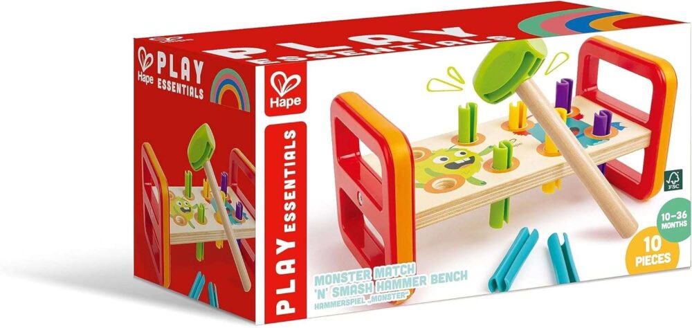 Hape - Wooden Monster Match 'N' Smash Hammer Bench - Image 3