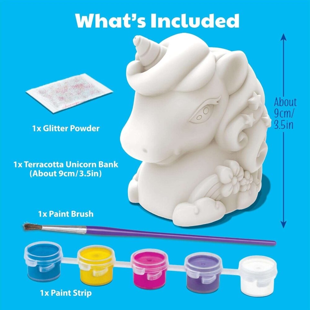 4M Kidzmaker Paint Your Own Mini Glitter Unicorn Bank - Image 4