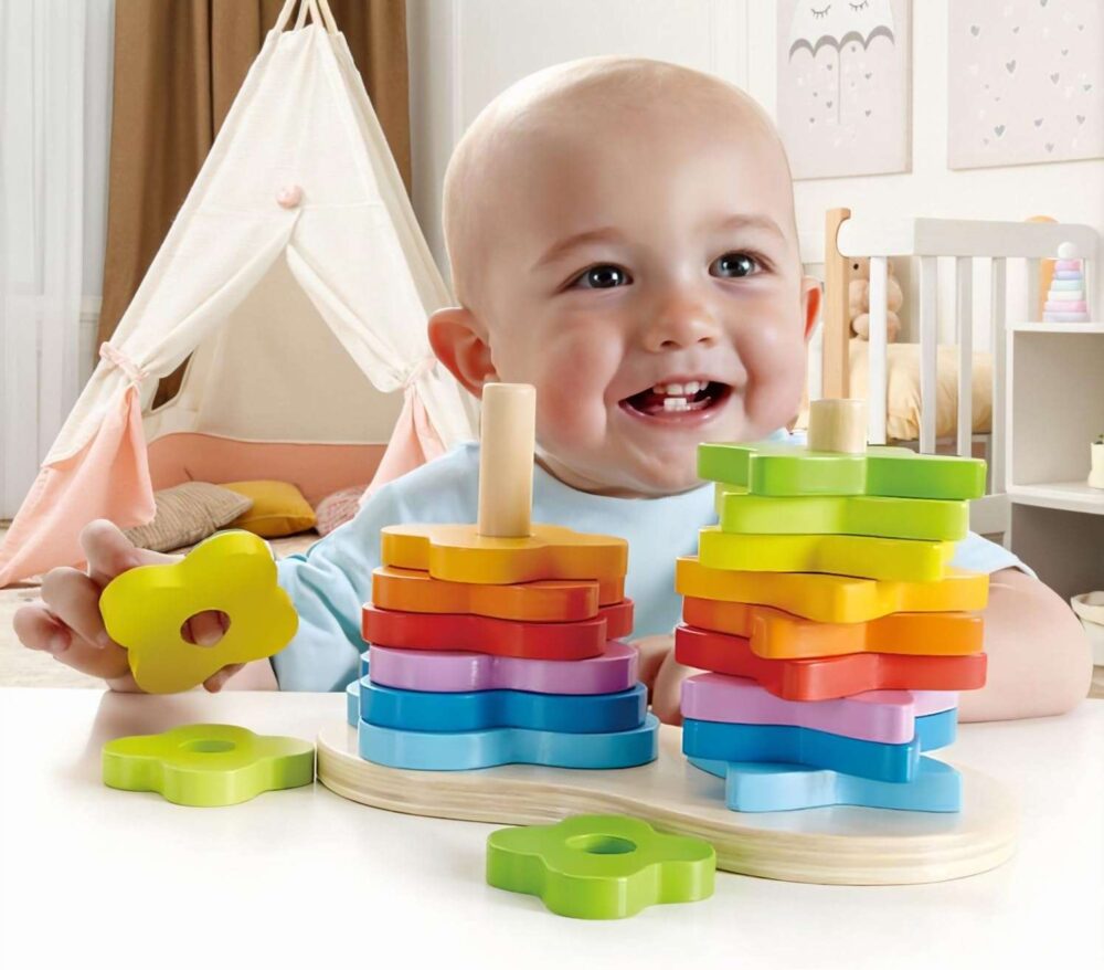 Hape - Wooden Double Rainbow Stacker - Image 4
