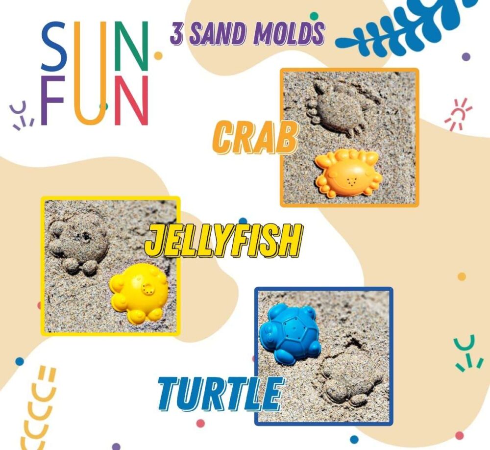 SUNFUN -  Folding Bucket Shovel - Sand Rake & 3 Sand Molds - Image 4