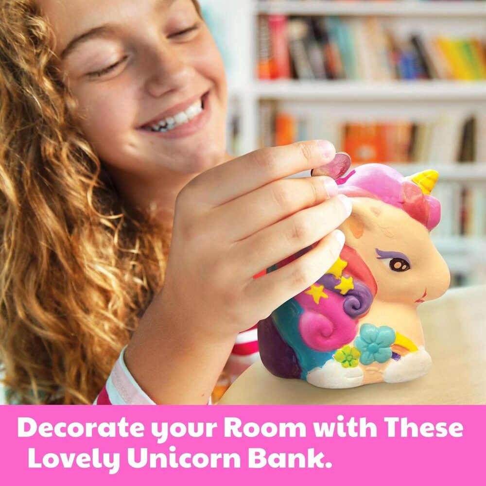 4M Kidzmaker Paint Your Own Mini Glitter Unicorn Bank - Image 5