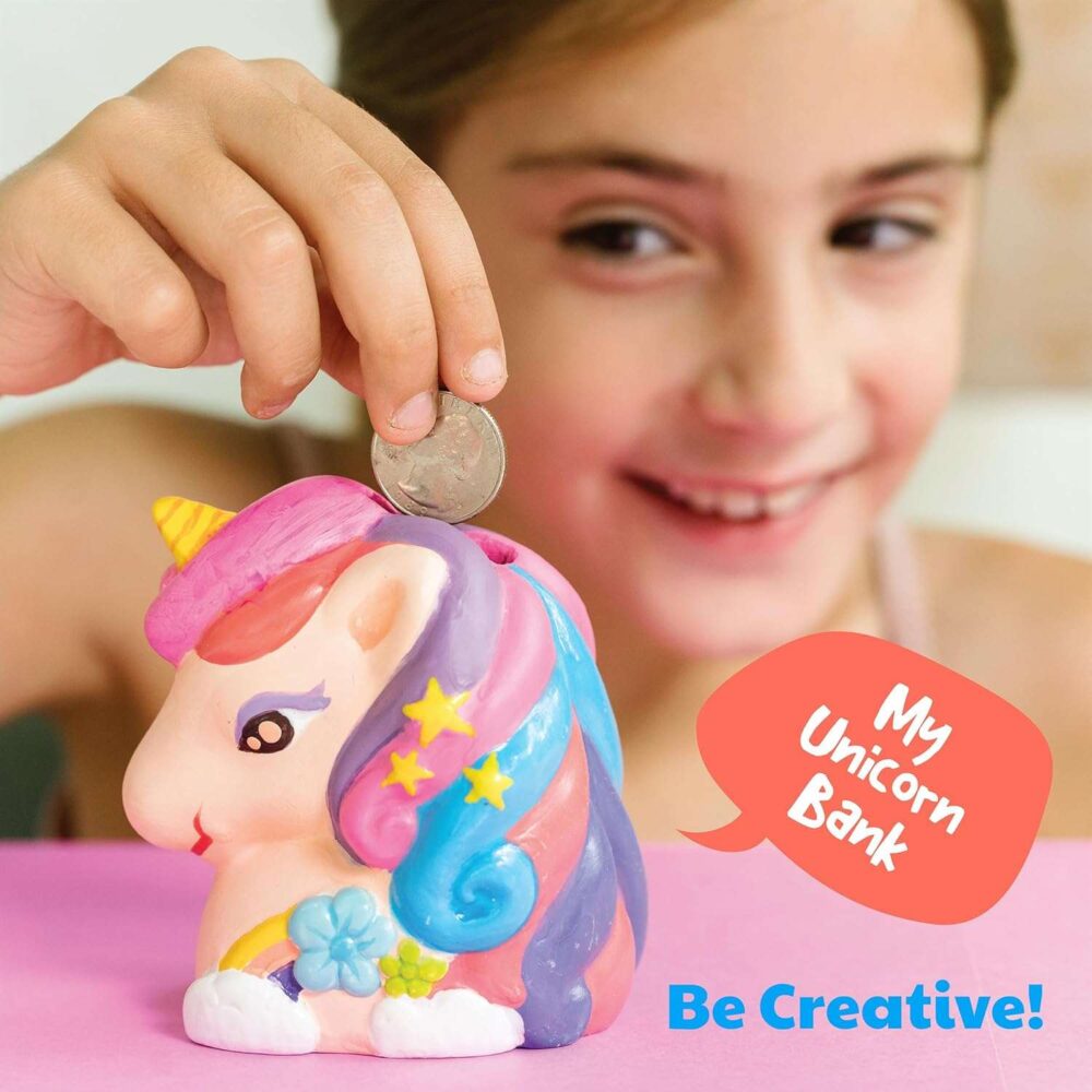 4M Kidzmaker Paint Your Own Mini Glitter Unicorn Bank - Image 6