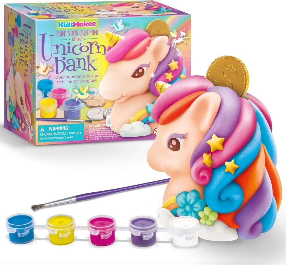 4M Kidzmaker Paint Your Own Mini Glitter Unicorn Bank - Image 7
