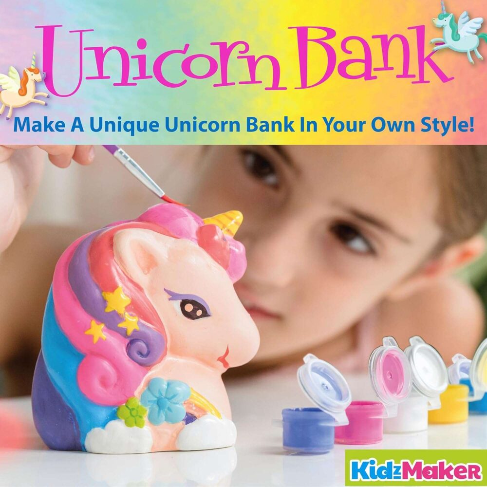 4M Kidzmaker Paint Your Own Mini Glitter Unicorn Bank - Image 8