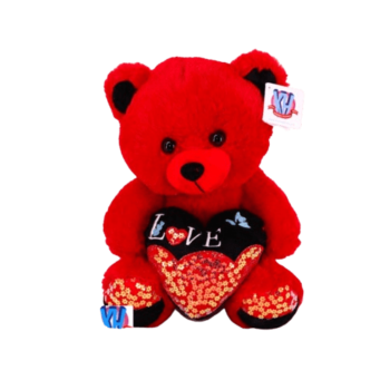 30cm Plush - Red Bear With Heart