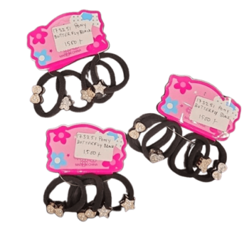 Hair Pony Butterfly - BLACK - 4 Pk