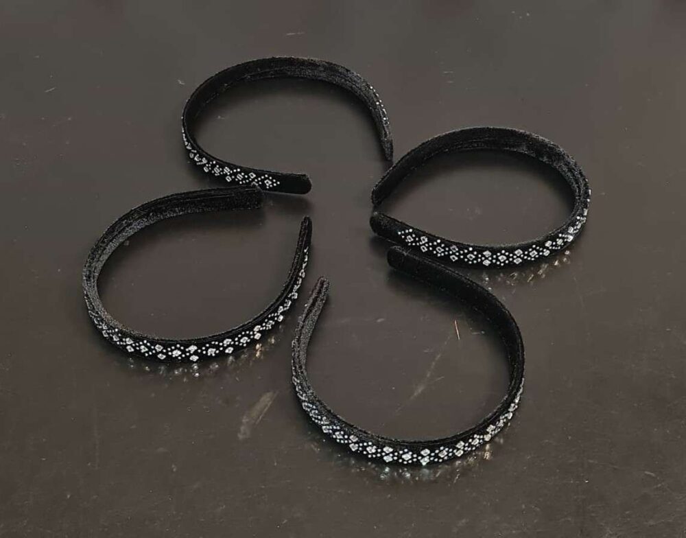 Bling Sparkly Diamond Skinny Hair Band - Black - Image 3